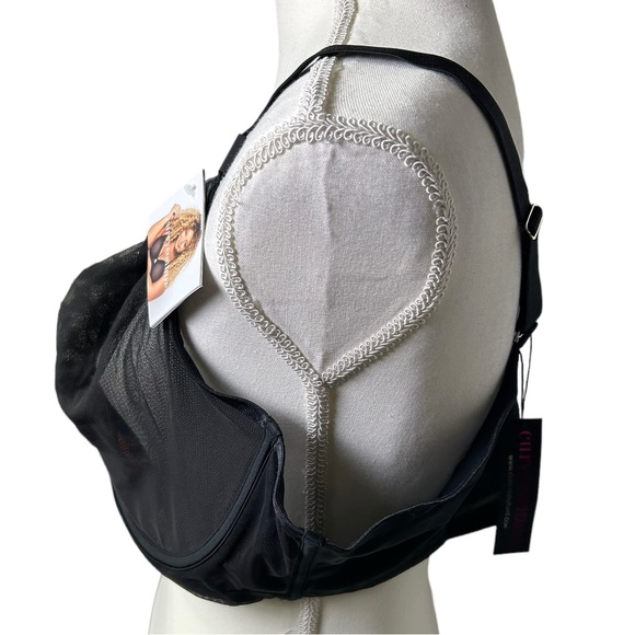 CURVY COUTURE black sheer mesh style 1311 unpadded underwire bra size 44DD NWT - Picture 10 of 13